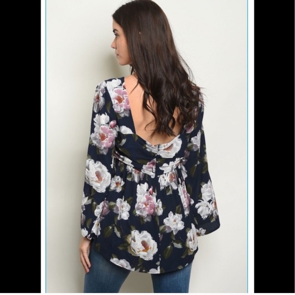 NWT! Keyhole Sweetheart Neck Floral Watercolor Top - Picture 4 of 8